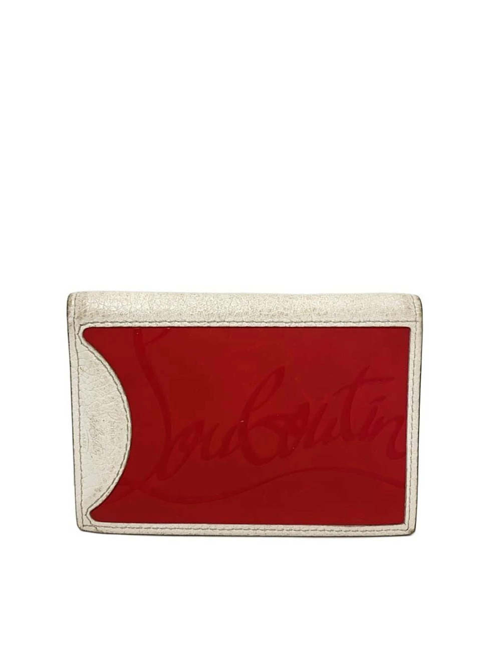 Christian Louboutin Card Case Wallet Leather White x Red